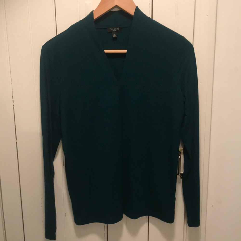 Talbots petites Dark green long sleeve shirt. Sz S